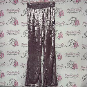 Playboy pants shiny pink velour, velvet with bunny logo embroidery on the side
